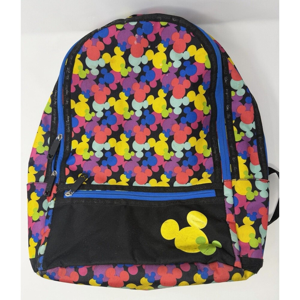 Disney Parks Mickey Mouse All Over Print Rainbow Backpack Walt Disney World READ